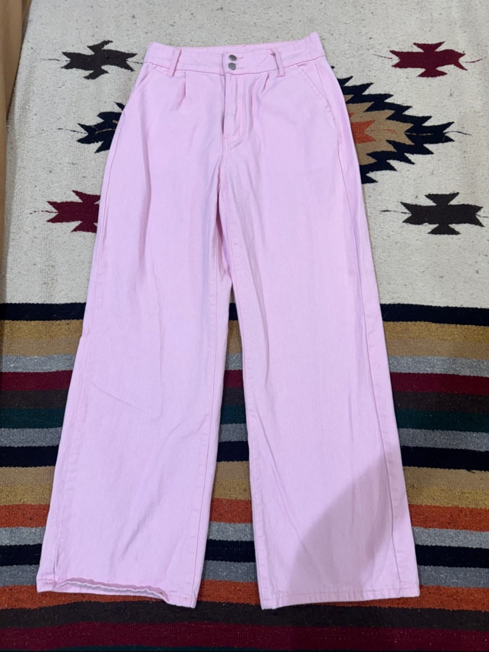 SHEIN Light Pink Wide Leg Jeans